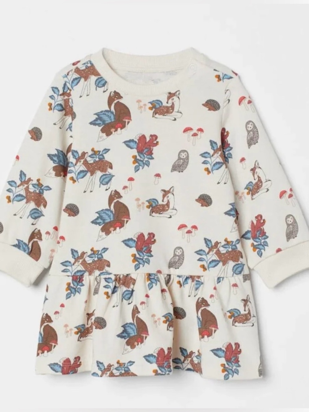 H&M Toddler Woodland Animal Sweatshirt Dress 2T